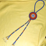 Royal Blue and Red Fully Beaded Bolo Tie
