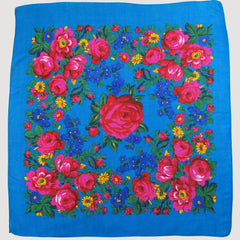 X-Large Rose Scarf Turquoise 60"x60"