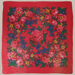 Rose Metallic Scarf Red 30"x30"