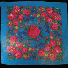 Rose Metallic Scarf Turquoise 30"x30"