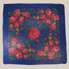 Rose Metallic Scarf Royal Blue 30"x30"