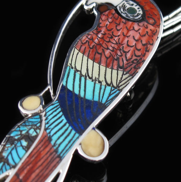 Zuni Scarlet Macaw Pin Pendant