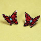 Red Monarch Butterfly Antler Earrings