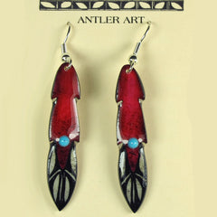 Red Medium Pony Feather Earrings
