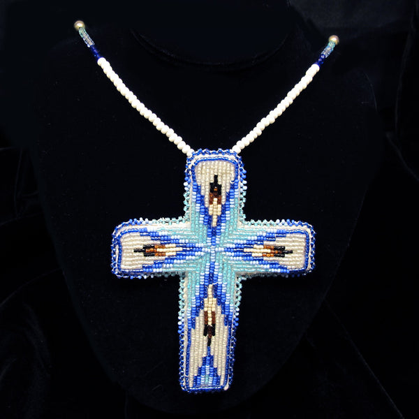 Large Beaded Cross Necklace