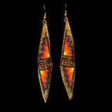 Double Pyramid Earrings - Brown