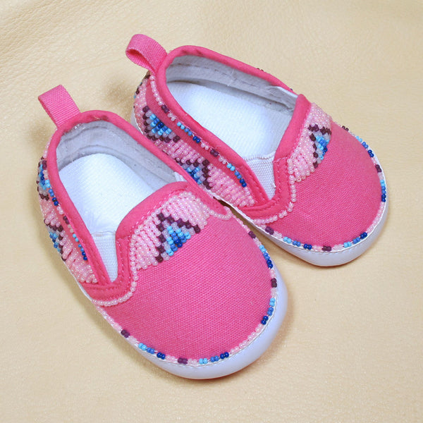 Beaded Girl Pink Moccasins