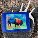 GP Originals - Watercolor Bison Rectangle Cutting Board Tempered Glass