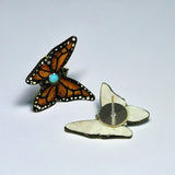 Monarch Butterfly Antler Earrings - Brown - Hand Painted