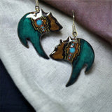 Black Bear Antler Teal Earrings