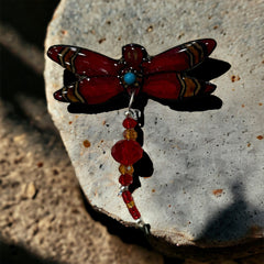 Red Dragonfly Antler Pin
