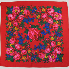 Rose Scarf Red 30"x30"