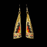 Pyramid Beaded Earrings - Gold