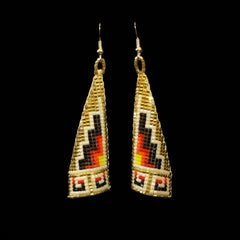 Pyramid Beaded Earrings - Gold