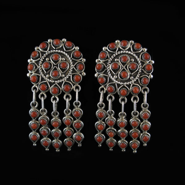 Red Coral Pendant Earring Set