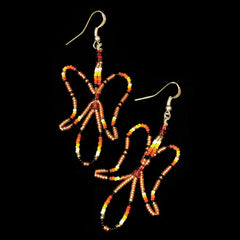 Orange Water Bird Beaded Earrings