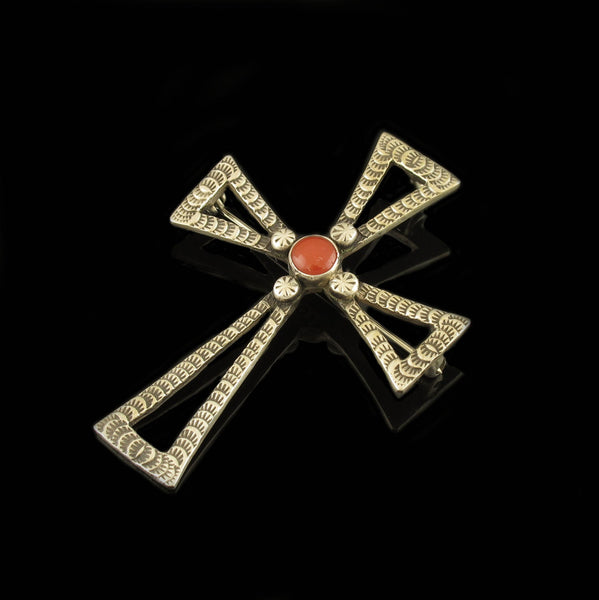 Coral Cross Pin Pendant