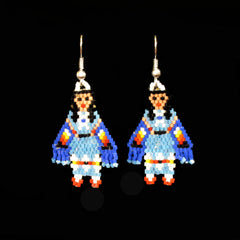 Blue Shawl Dancer Beaded Earrings