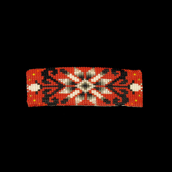 Red Floral Beaded Barrette