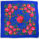 Rose Scarf Royal Blue  30"x30"