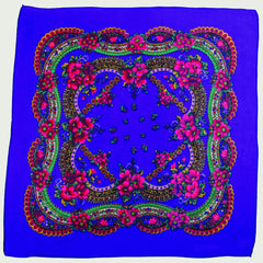 Floral Scarf Royal Blue 30"x30"