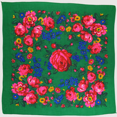 Rose Scarf Green 30"x30"