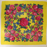 Rose Metallic Scarf Yellow 30"x30"