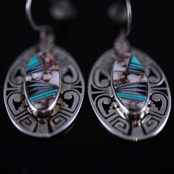 Wildhorse Inlay Navajo Earring and Pendent Set