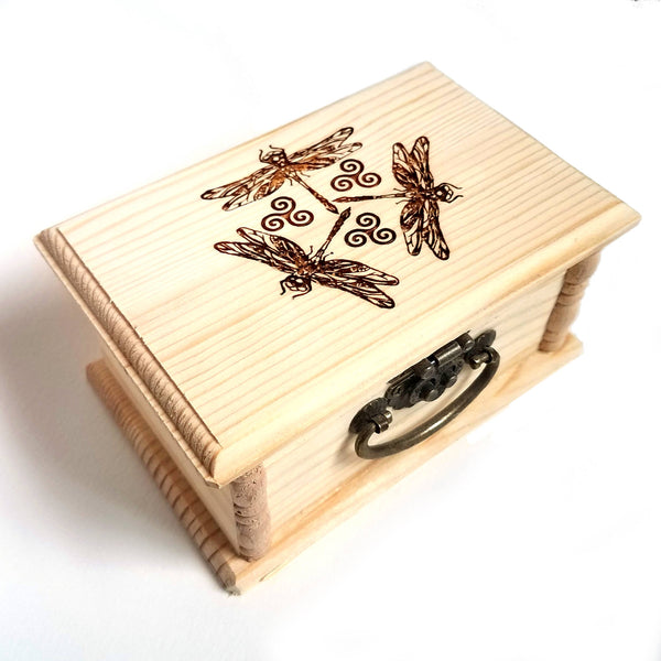 Lyoncraft - Dragonfly Triskelion Small Decorative  Latched Wooden Box