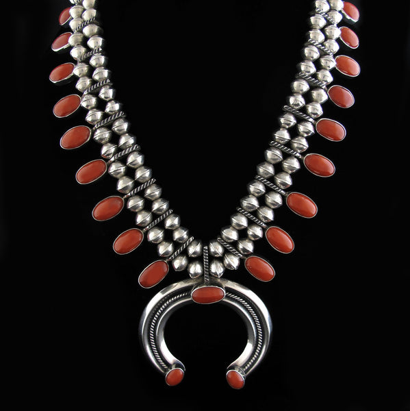 Squash Blossom Red Coral Necklace