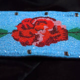 Blue Beaded Rose Belt