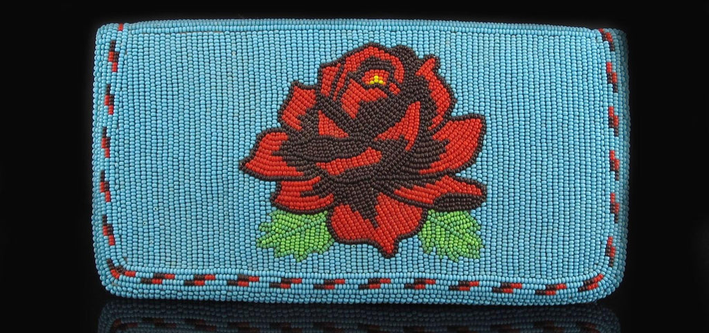 Native American Beaded Rose Checkbook Cover