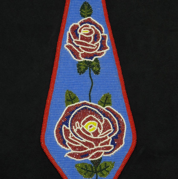 Rose Pattern Beaded Neck Tie