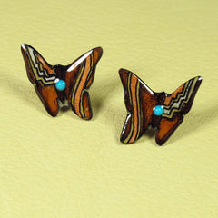 Butterfly Antler Earrings - Brown & Copper
