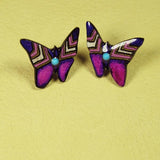 Purple Butterfly Antler Earrings