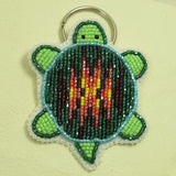 Beaded Turtle Key Chain - Green