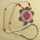 Beaded Turtle Necklace- Pink