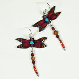 Garnet Red Dragonfly Antler Earrings