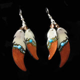 Double Soaring Feather Bronze Antler Earrings