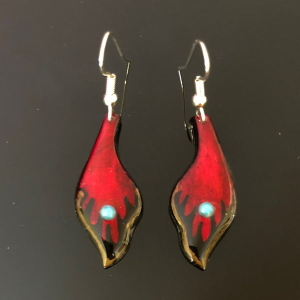Red Leaf Antler Earrings