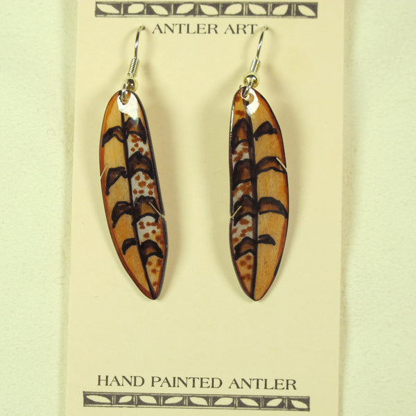 Falcon Feather Earring - Brown - Hand Painted