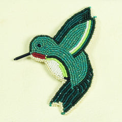 Native American Beaded Teal Hummingbird Pin