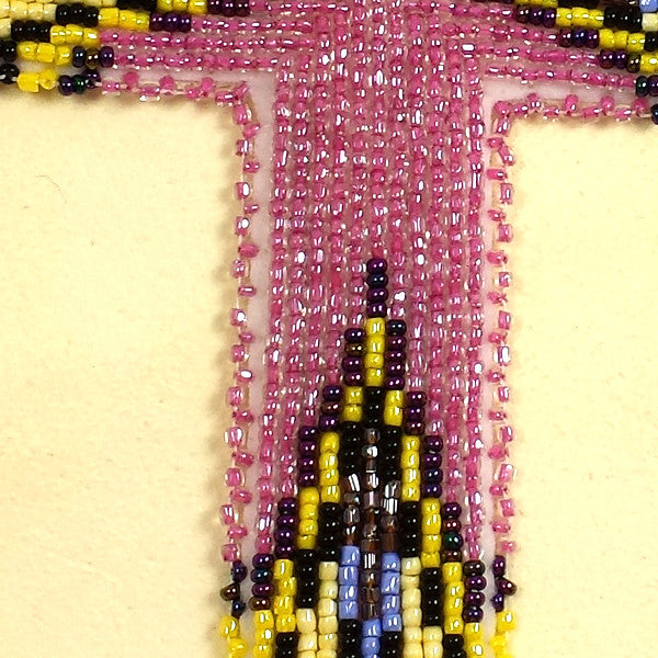 Large Beaded Cross Necklace Pink