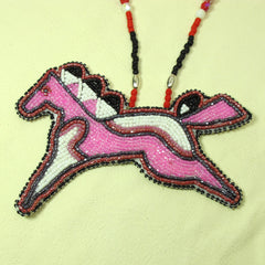 Large Beaded Pony Necklace Pink