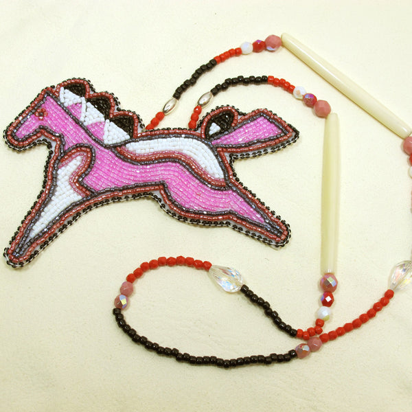 Large Beaded Pony Necklace Pink