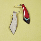 Garnet Red Large Dagger Antler Earrings