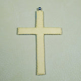 Sm Beaded Cross Necklace Pendant - Iridescent Cream