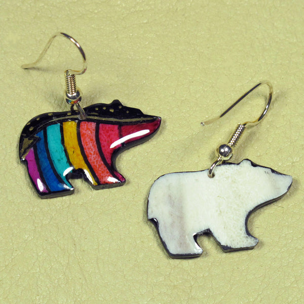 Rainbow Walking Bear Antler Earrings
