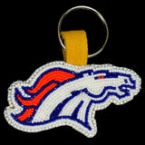 Flat Denver Broncos Beaded Keychain