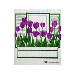 FREE SHIP! Swedish Dishcloth Purple Tulips